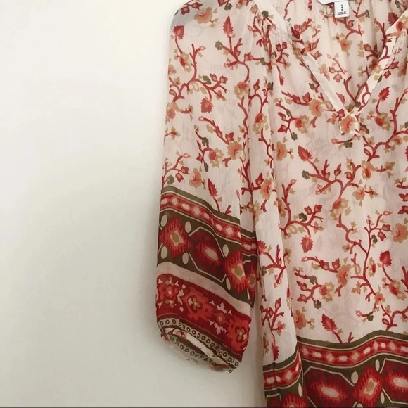 🍁 Old Navy | Floral Boho Sheer 3/4 Length Top - Picture 4 of 7